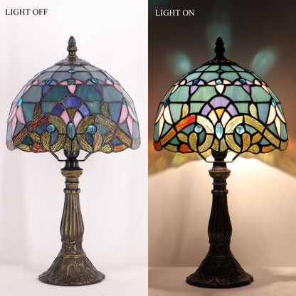 HZYFFYU Small Stained Glass Table Lamp Mini Stained Glass Lamp Memory Sympathy Desk Reading Light 8X14 Inch (Baroque Style)