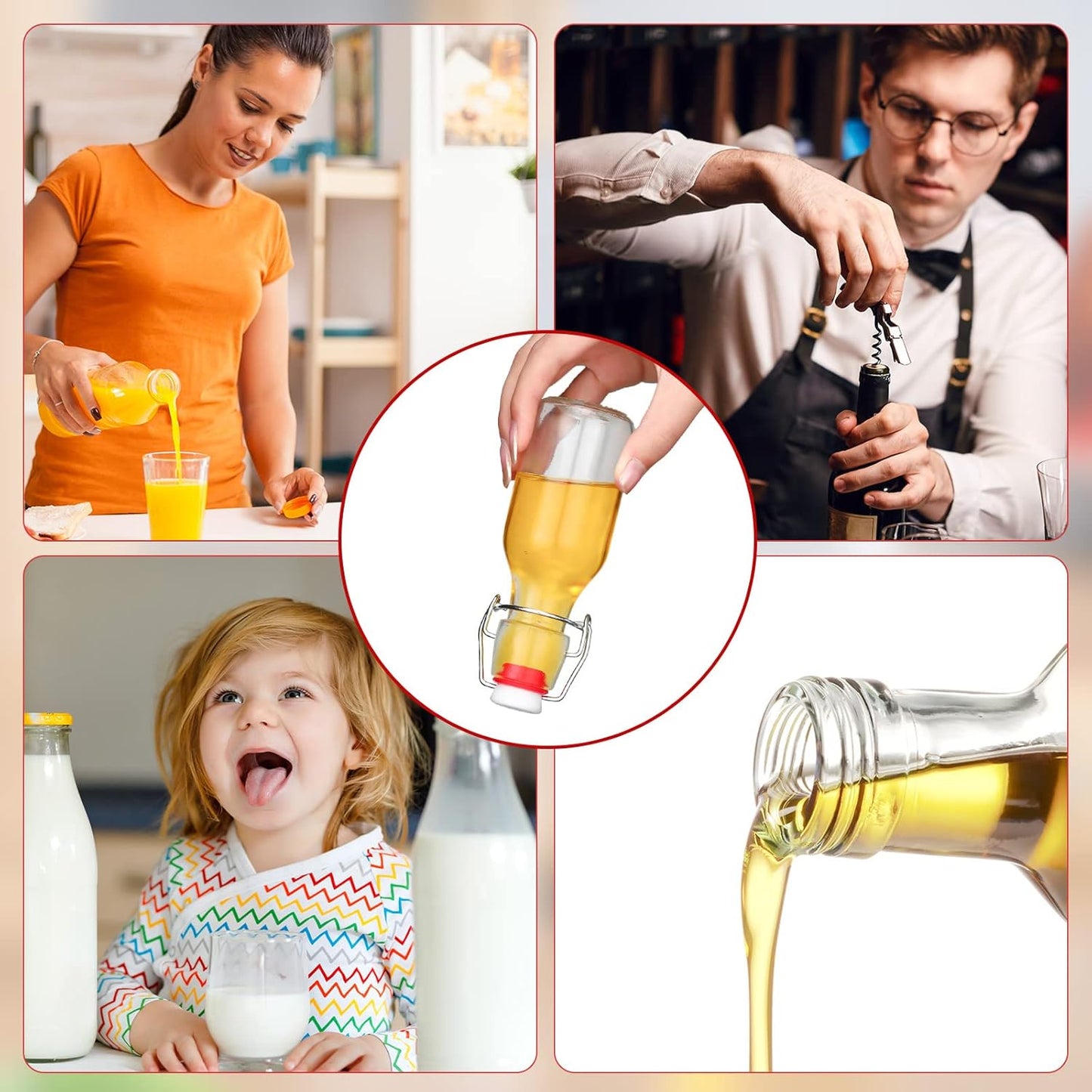 Gifts(24 Pcs,5 oz) EBOOT Flip Top Glass Bottles with Caps Beer Clear Swing Top Glass Vinegar Kombucha Bottles