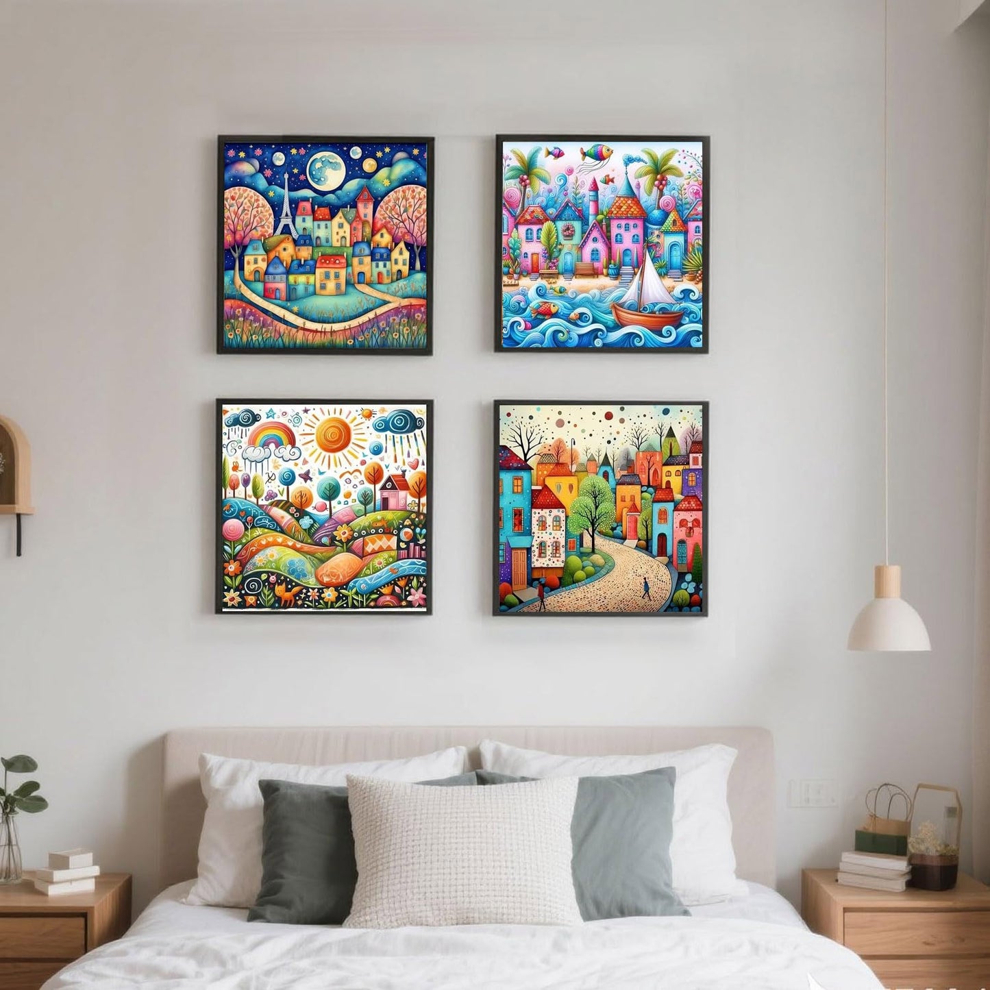 YPF 4 Packs Diamond Painting Kits for Adults Cartoon Diamond Painting Crafts DIY 5D Diamond Art Kits for Beginner Home Wall Decoration Gift 11.8x11.8 Inches (4 Pack Landscape Abstract)