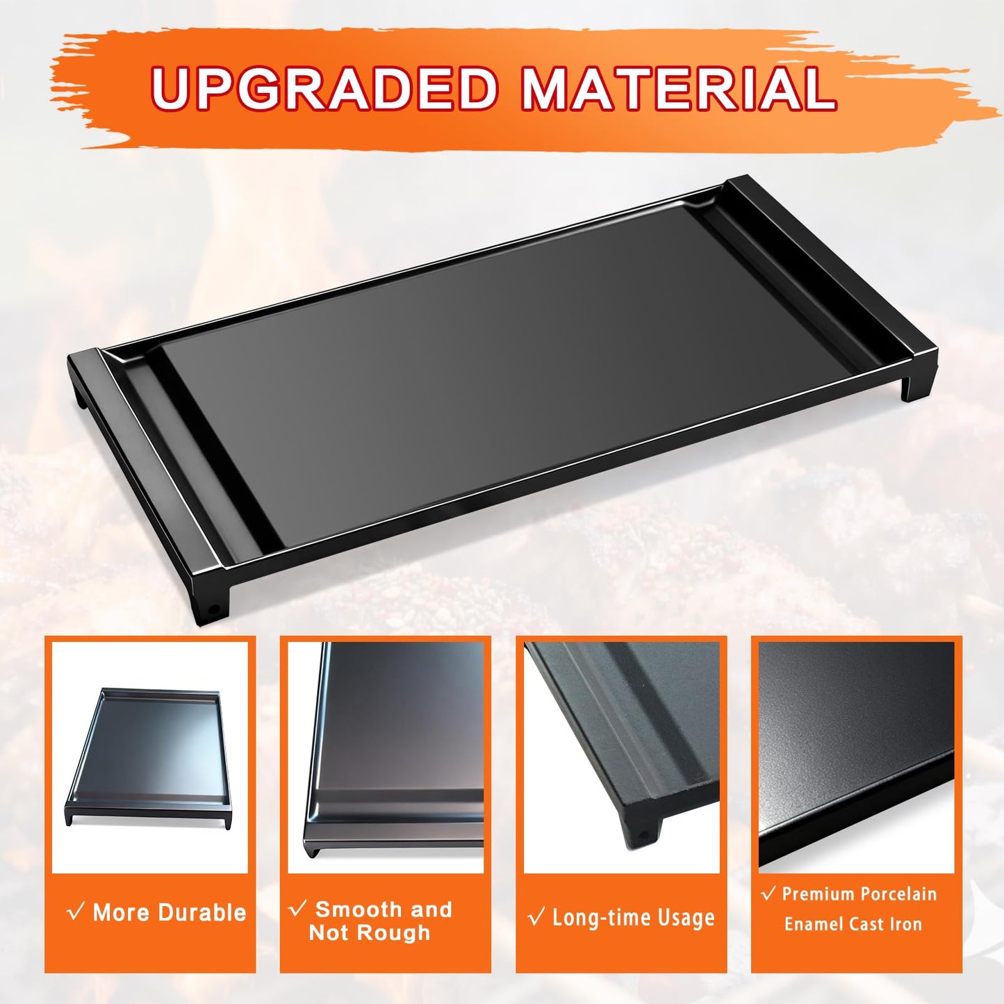 Upgraded Cast Iron Griddle for GE Gas Stove, WB31X24738 Stove Top Griddle Replacement Parts, Compatible with GE JGSS66SEL3SS JGB700SEJ4SS Gas Range, Nonstick Flat Top Grill Pan for Cooking