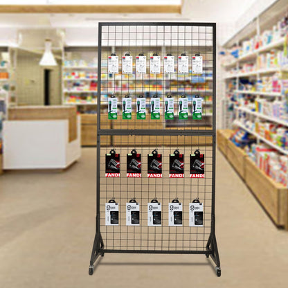 Eastern Tree 2 Packs 3'X 6' Two Gridwall Panels Display Stand with Sturdy T-Base, Black Wire Grid Wall Panels for Craft Show Display Rack, Art Display Stand, Extra more 20 Hooks