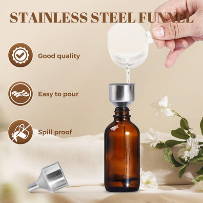 Jarsoph 4oz Amber Glass Bottles 8 PCS - Brown Boston Round Glass Bottles for Homemade Vanilla Extract, Essential Oils, Herbal Medicine, DIY Crafting - UV Protective 8 Pack Bottles for Syrup, Sauce