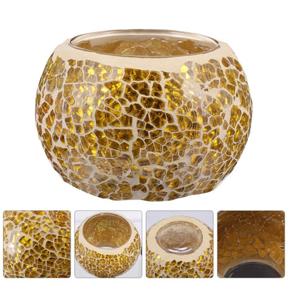 Amosfun Glass Candlestick Decoration 3.35 Inch Mosaic Candle Holder for Tea Light Candles Home Party Table Centerpiece