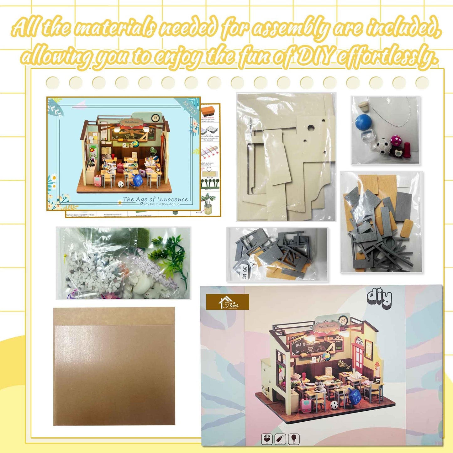 Flever Dollhouse Miniature DIY House Kit Creative Room with Furniture for Romantic Valentine's Gift(The Age of Innocence)
