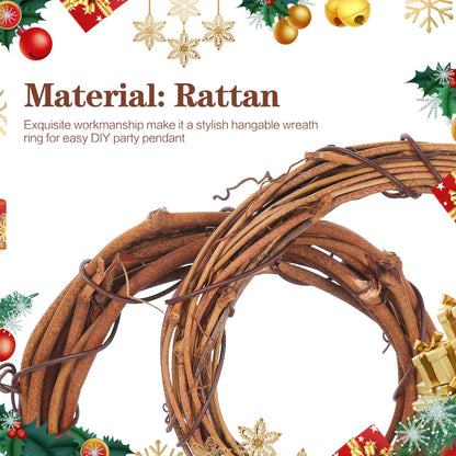 GATHINESS 10pcs Grapevine Wreath Frames, 4 Inch Rattan Form Natural Vine Wreath Frame for DIY Christmas Decor for Front Door Wedding Party Floral Dried Rattan Ring Hoop Crafts Set Brown