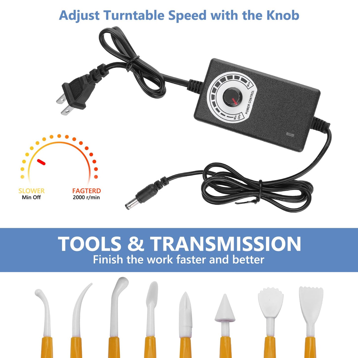 Toolly Electric Mini Pottery Wheel, Small Pottery Wheel, Adjustable Speed Pottery Wheel Forming Machine with Tray