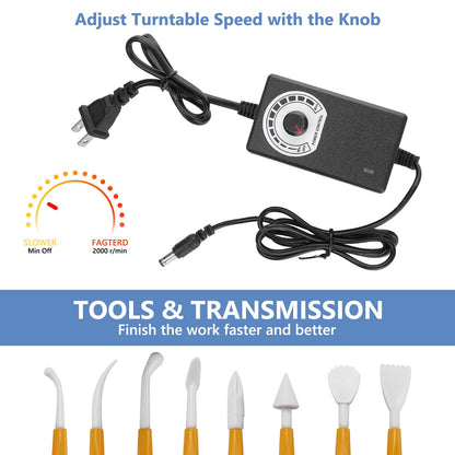 Toolly Electric Mini Pottery Wheel, Small Pottery Wheel, Adjustable Speed Pottery Wheel Forming Machine with Tray