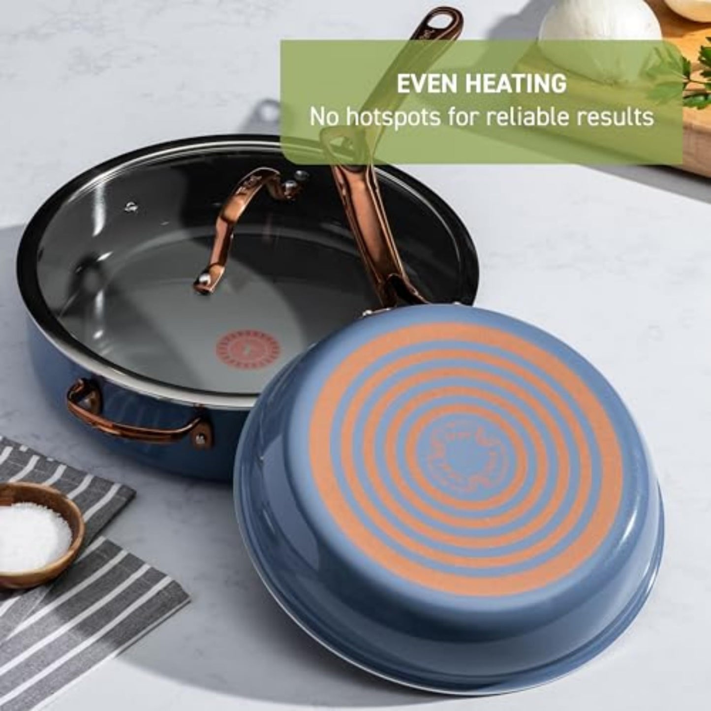 T-Fal Preserve Ceramic Nonstick Frying Pan Skillet 12-inch, Oven Broiler Safe up to 350°F Cookware, InoCeram Glide Technology, Frying Pan, Skillet Pots & Pans, Blue