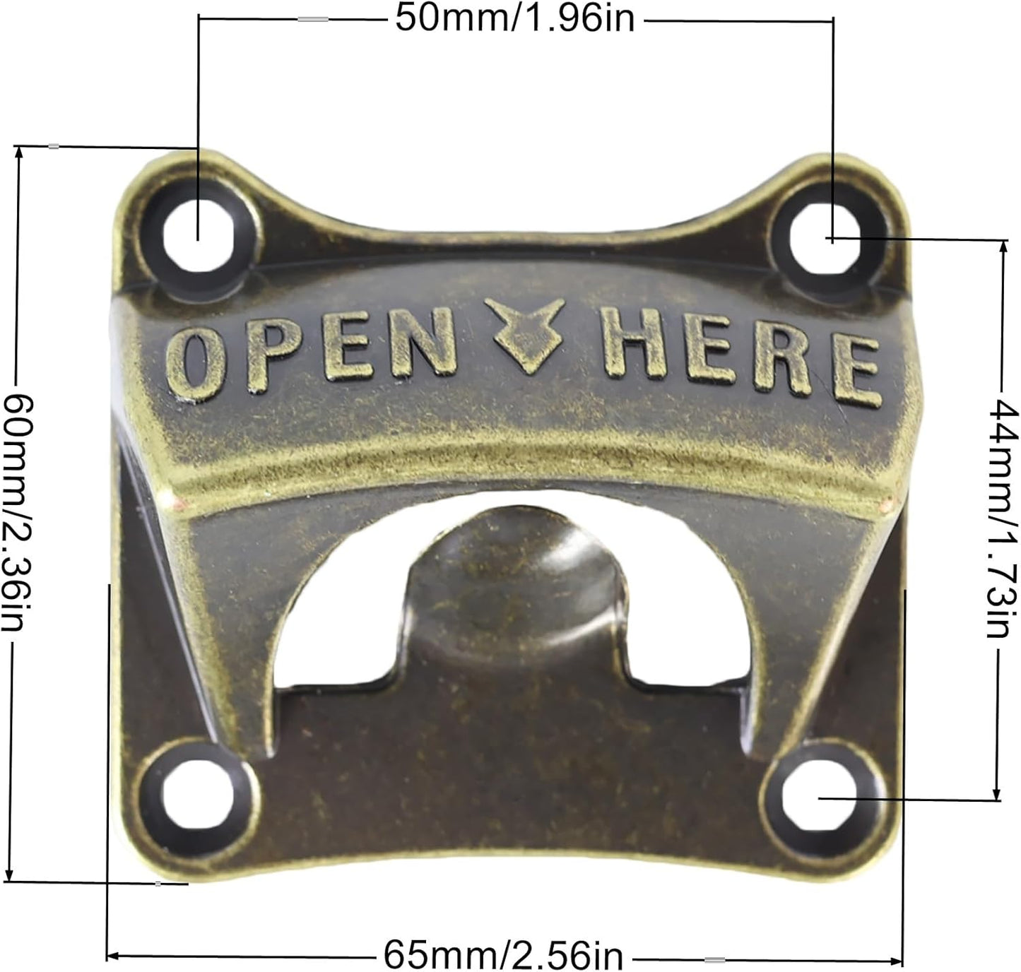 Wall Mounted Bottle Opener, Rustproof Square Old Style Beer Cap Opener, Antique Bronze Stationary for Outdoor (Pack of