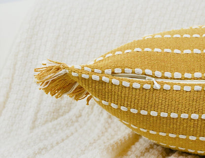 14 36,Clasic Decorative Farmhouse Extra Long Lumbar Throw Pillow Cover x Striped Textured Cotton Boho Long Body Pillow