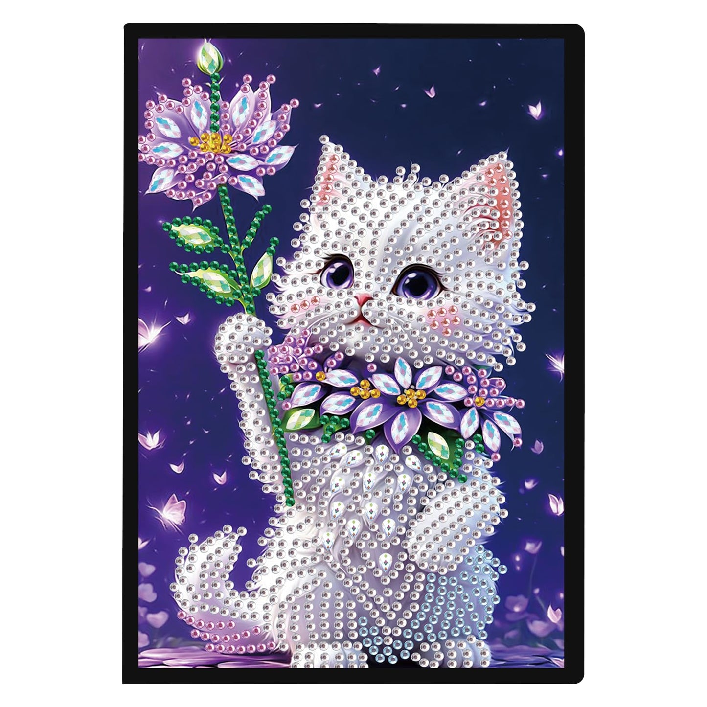 JZHYOAN Diamond Painting Note Book Gem Art Sketchbook Gem Painting Blank Notebook Mosaic Kits for Adults Diary with Cat Special Shaped Journals for Craft Lovers Gift Office Table Decoration