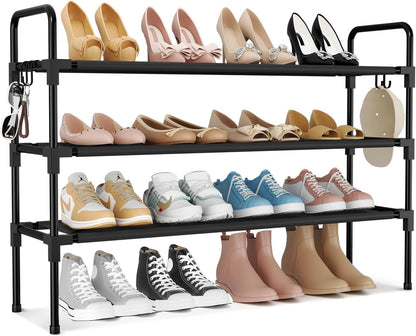 Closet, 12-16 5 Long Shoe Rack for Pairs Stackable Shoe Organizer, Shoe Shelf Storage for Sneakers & Boots Shoe Storage