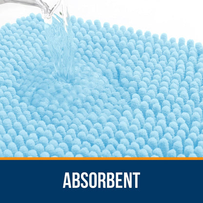 OLANLY Bathroom Rugs - Extra Soft Chenille Bath Mats with Rubber Backing | Quick Dry, Machine Washable, 30x20, Sky Blue