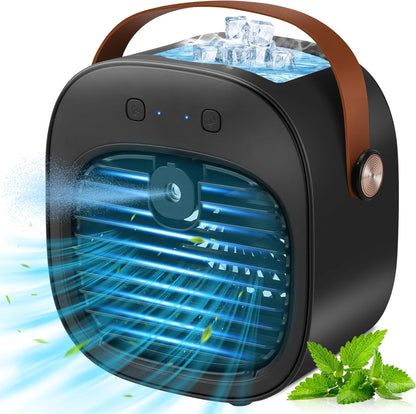 Portable Air Conditioners, 5200mAh Mini Air Cooler with 3 Speeds, Small Desk Air Conditioner for Bedroom, Office