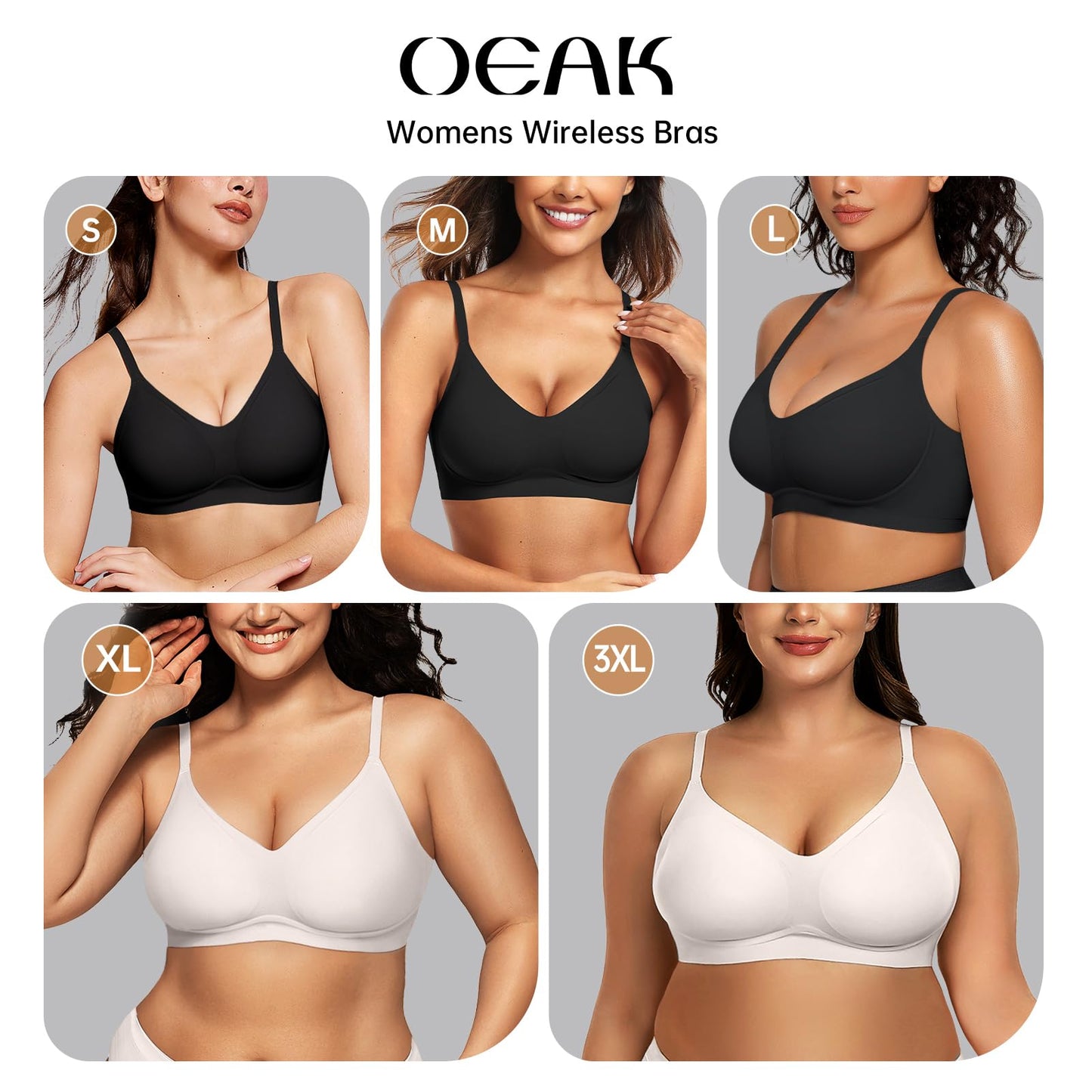 OEAK Womens Wireless Bras Comfortable Push Up Bra No Underwire Bra Full Support Lift Bralette Everyday Seamless Tshirt Bras Small Beige