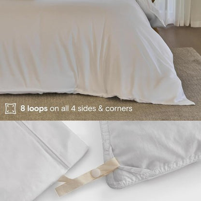 DOZ Duvet Cover Set - Buttery Soft 100% Viscose Bamboo | Cooling & Organically Grown | 90"x90" (Snow, Full/Queen)