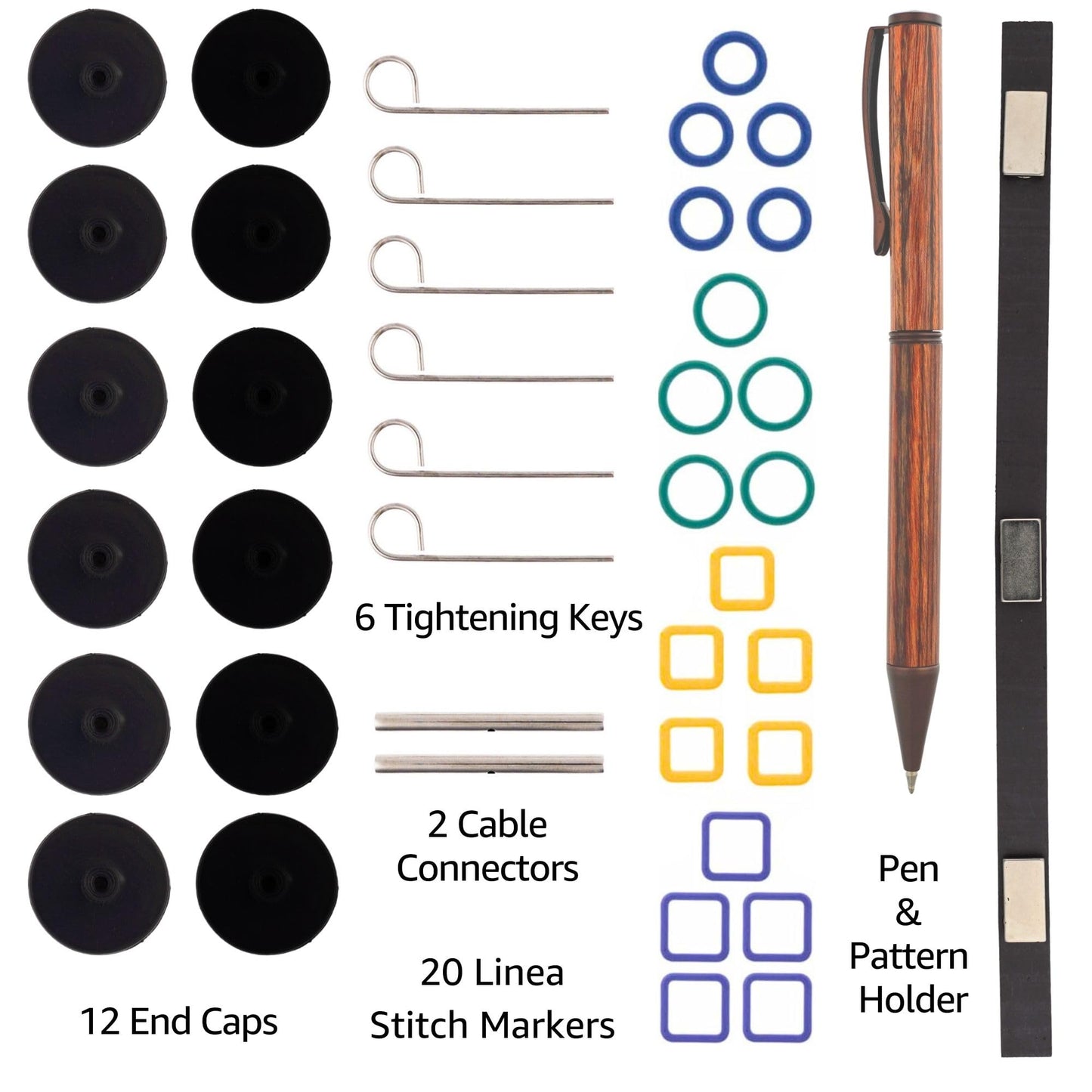 KnitPro Ginger Grande Set 5 inch Circular Knitting Needles Size 3, 4, 5, 6, 7, 8, 9, 10, 10.5, 11, 13, 15, 17 Interchangeable, 6 Cables & More, Fabric Case with Project Bag