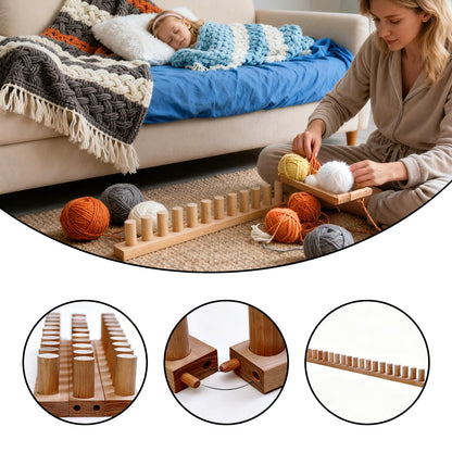 46-Inch Wooden Chunky Blanket Loom, Adjustable Hand Knitting Yarn Chunky Blanket Kit, Portable for DIY