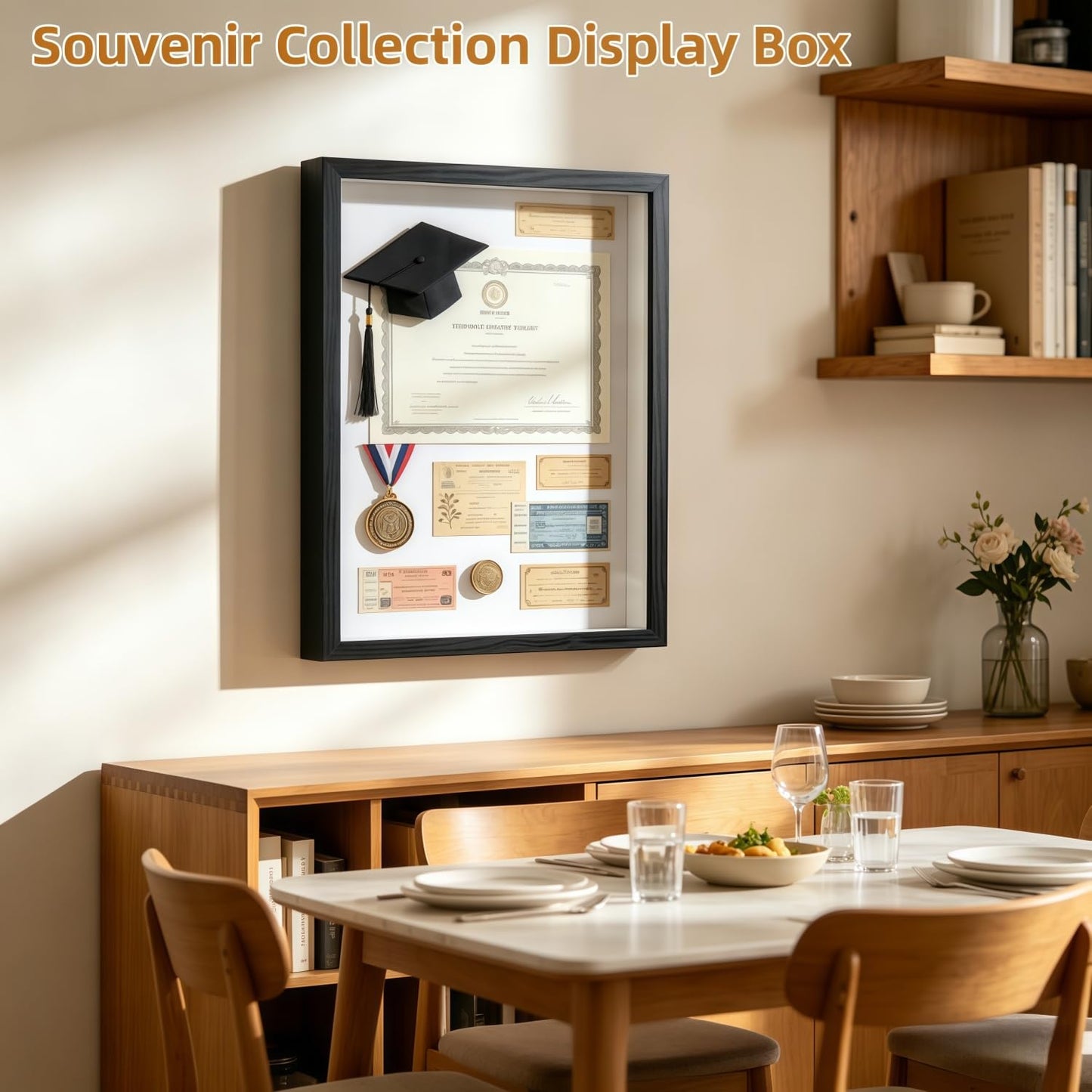 11x14 Shadow Box - Deep Picture Frame with Shatter-Resistant Panel for Wall Decor | 3D Display Case for Military Medals,Flowers,Photos and Crafts | Easy to Open & Ready to Hang Gift (Black)
