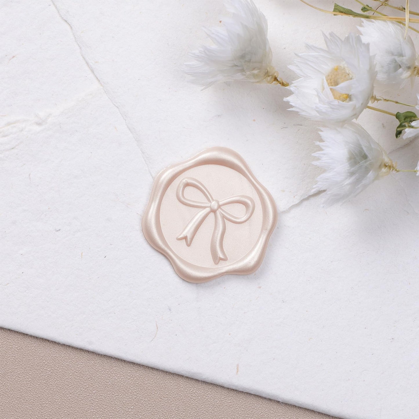 UNIQOOO 3D Bow Wax Seal Stickers - 50 Pcs Elegant Self-Adhesive Champagne Seals, for Wedding Invitations, Gift Wrapping Decals,Envelopes, Christmas & Party Decor, Greeting Cards