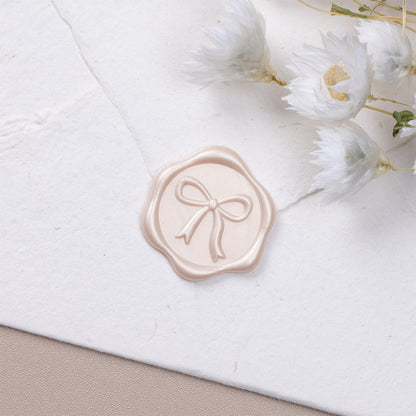 UNIQOOO 3D Bow Wax Seal Stickers - 50 Pcs Elegant Self-Adhesive Champagne Seals, for Wedding Invitations, Gift Wrapping Decals,Envelopes, Christmas & Party Decor, Greeting Cards