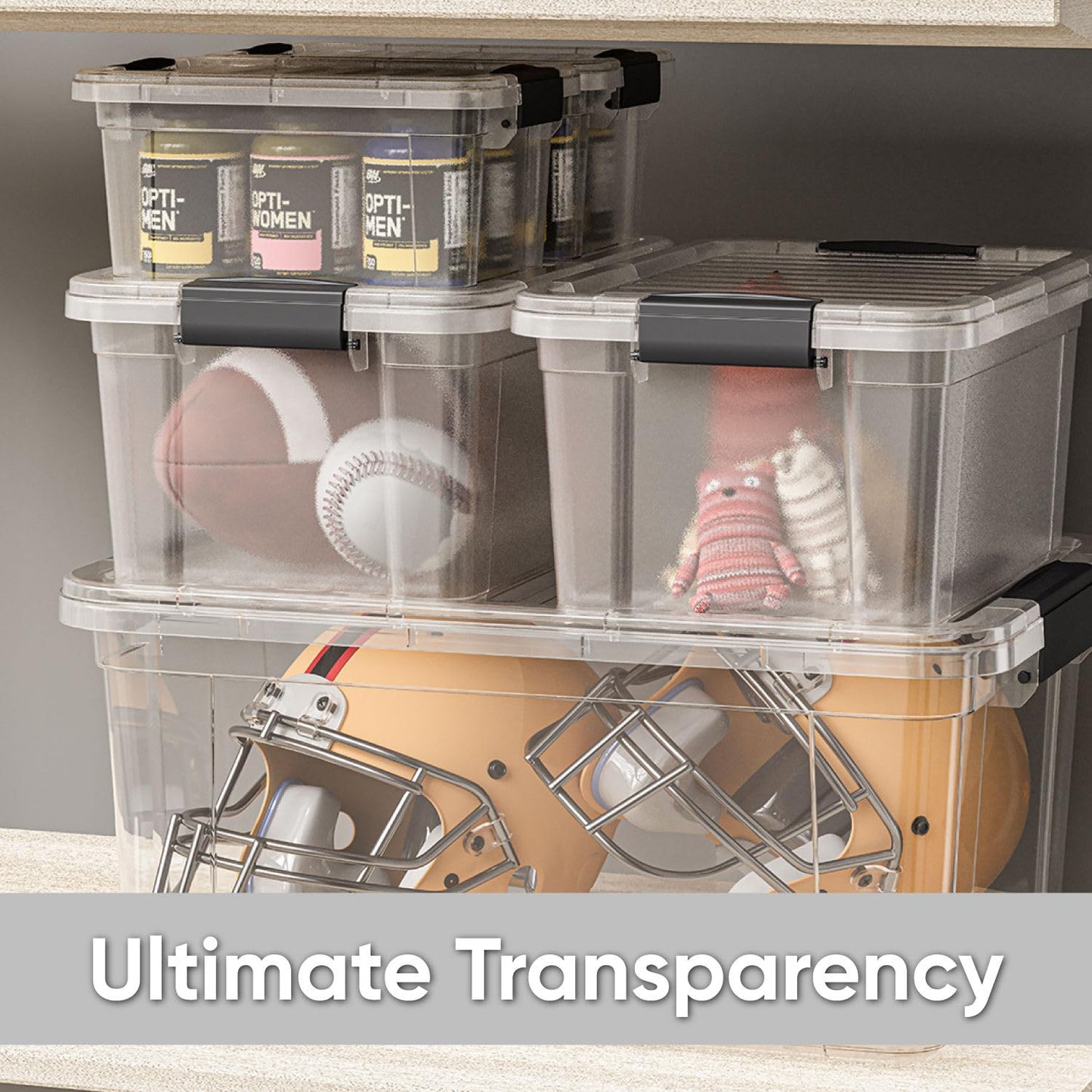 Superio Mini Deep Storage Organizer Bin with Lid X-Deep Small Clear Storage Box with Latch for Home, Kitchen, Garage- Store Toys, Food, Supplies, and Hair Accessories (2.4 Quart)