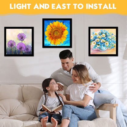 Macarrie 6 Pcs Diamond Art Frames Magnetic 12 x 12 Inch for Painting Pictures Self-adhesive Diamond Art Painting Frames for Wall Window Home Office Photo Display (Black)