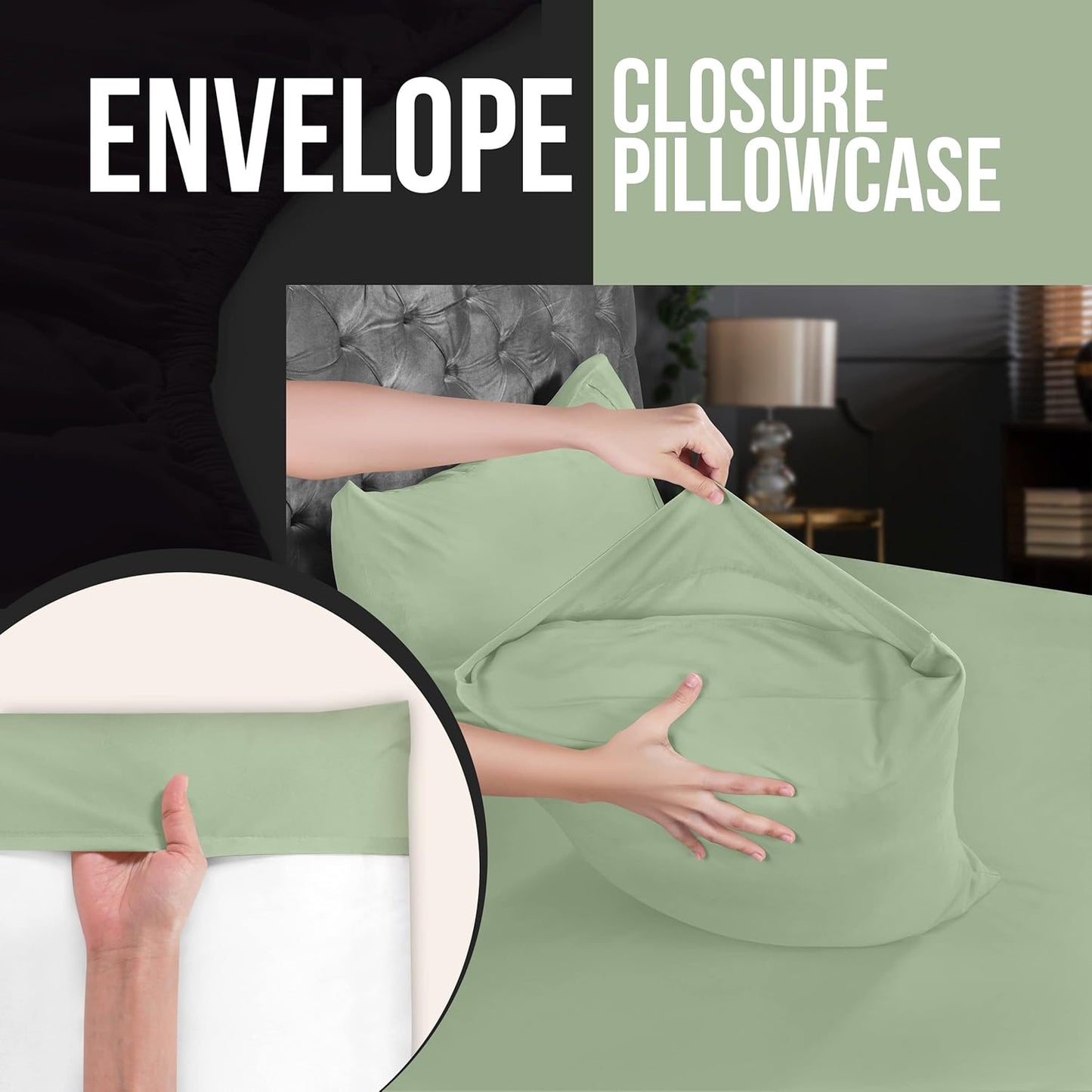 Utopia Bedding King Pillow Cases | 4 Pack - Soft Brushed Microfiber - Fade Resistant 20 x 40 Inches (Sage)