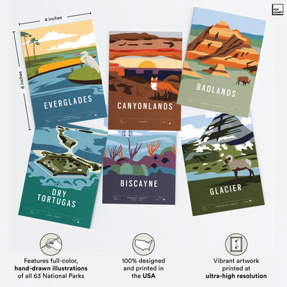 Pop Chart | National Parks Wall Collage Kit | 63 Pcs 4" x 6" Art Prints | Track Your Travels to Every US National Park With America the Beautiful Wall Decor | 100% Made in the USA