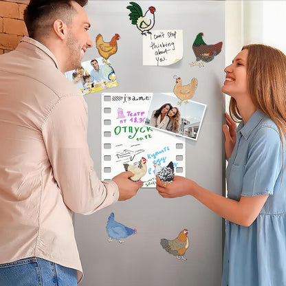 16 Pcs Chicken Diamond Painting Magnets Kits Diamond Art Fridge Magnet Refrigerator Sticker Diamond Painting kit for Beginners Adults DIY Art Craft Gifts Home Decors