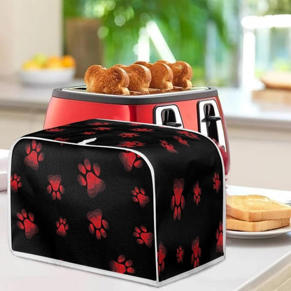 Dog Paw Print Toaster Cover, Dustproof Kitchen Decor for Most Standard 4 Slice Toasters