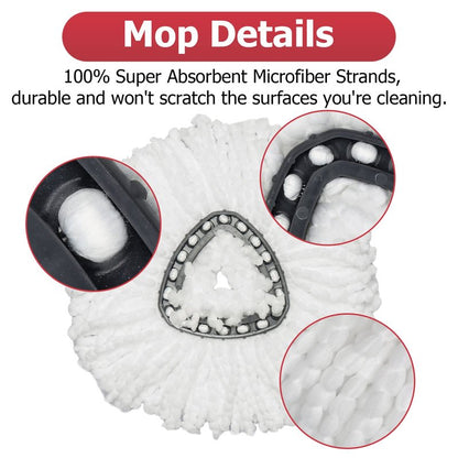 Spin Mop Replacement Head - 6 Pack EasyWring Mop Refills with Base Compatible with O-Cedar Triangle Spin Mop, Microfiber Mop Replace Head Easy Cleaning Floor Head Mop for Floor Cleaning