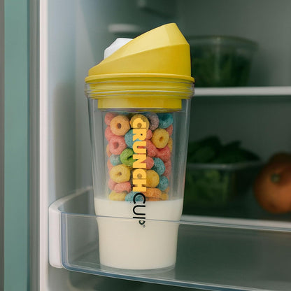 CRUNCHCUP XL - Portable Plastic Cereal Cups for Breakfast On the Go, To Go Cereal and Milk Container for your favorite