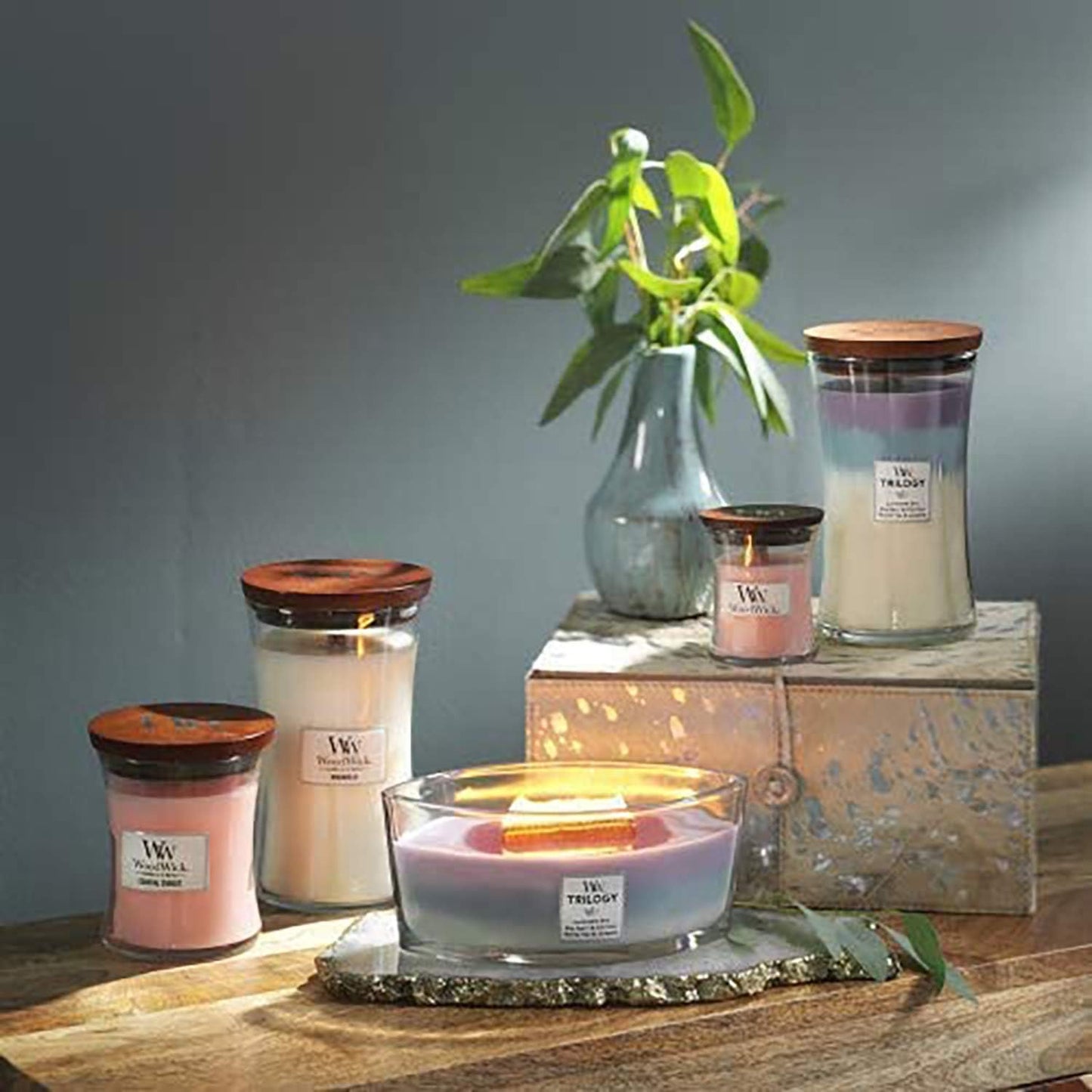 WoodWick Ellipse Trilogy Scented Candle - Calming Retreat with Crackling Wick, Burn Time Up to 50 Hours