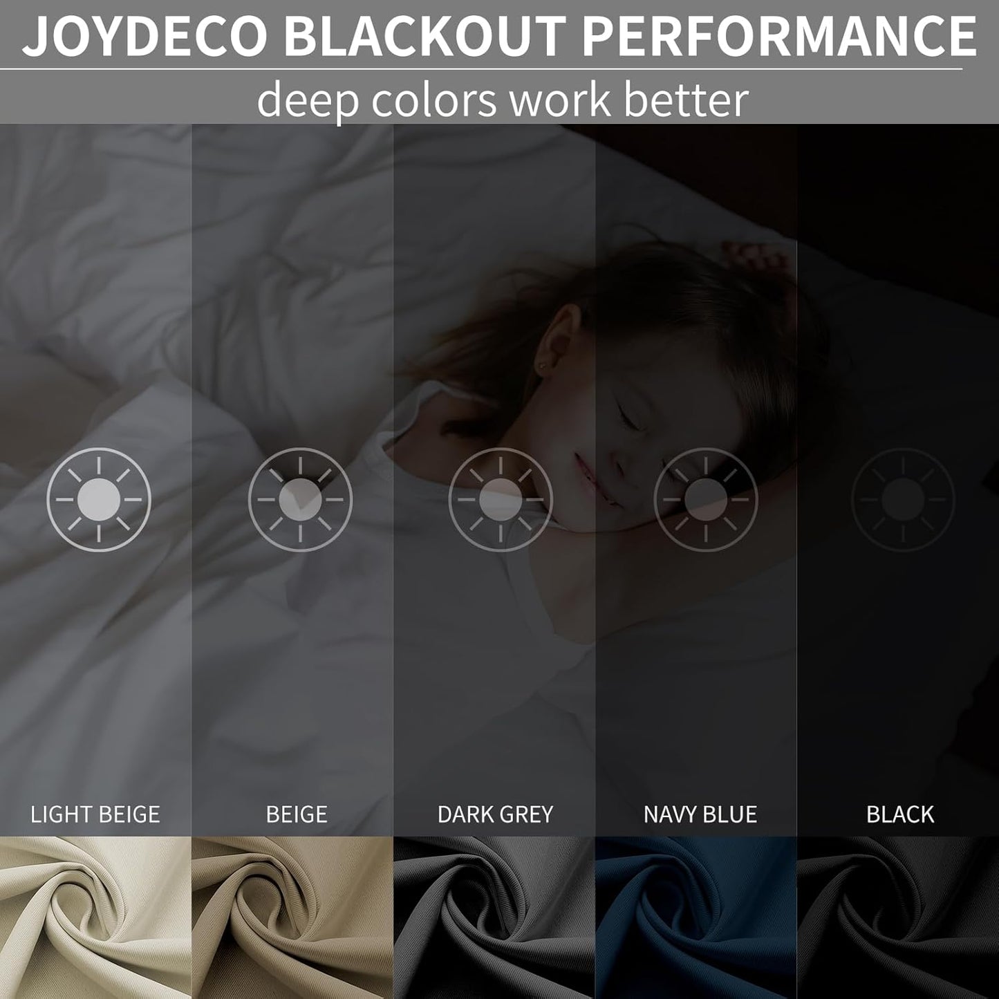 Joydeco Blackout Curtains 72 Inches Long, 2 Panels Set, Thermal Insulated Room Darkening Curtains (Greyish White)
