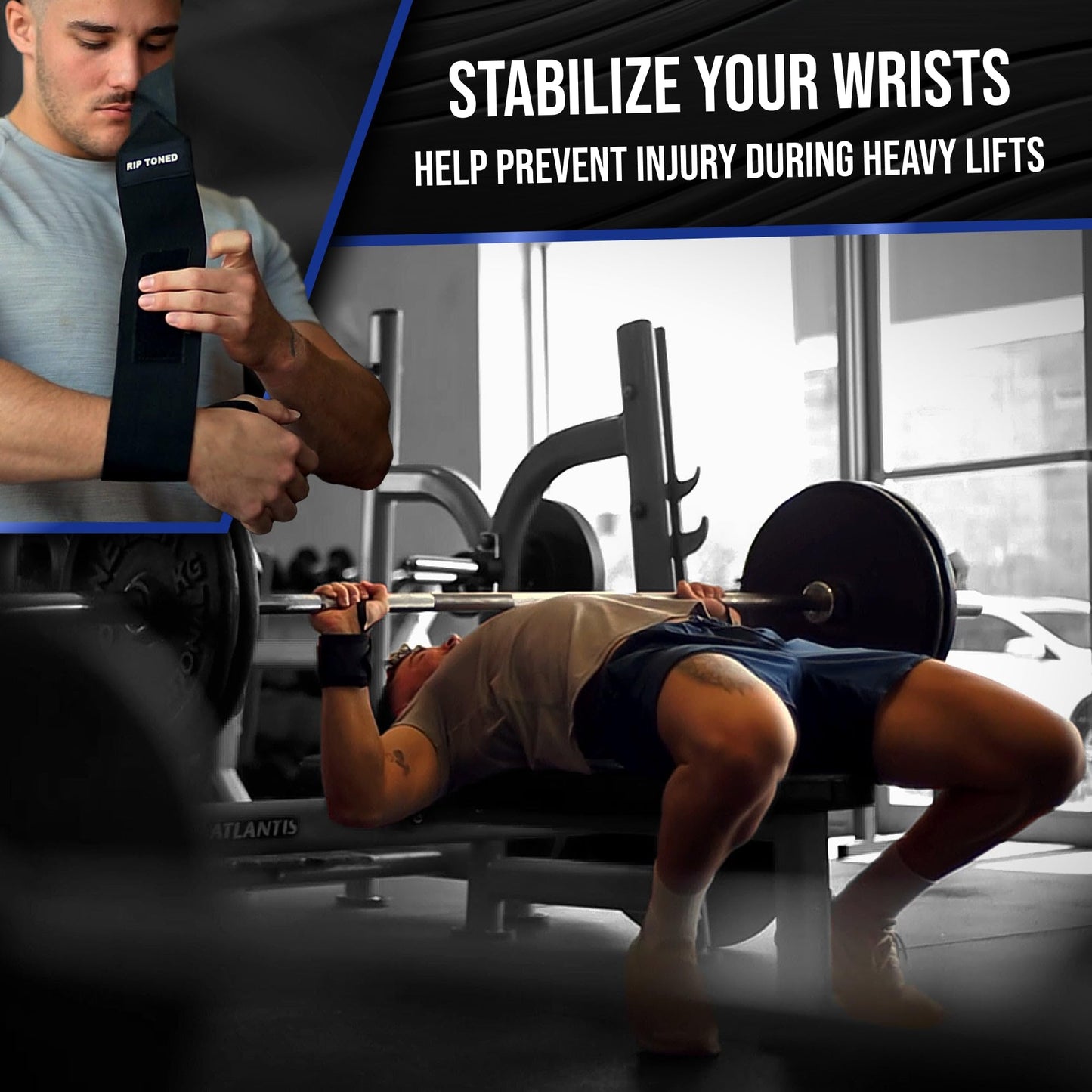Rip Toned 18” Wrist Wraps - USPA Endorsed Wrist Straps for Weightlifting - Quality Wrist Support - Adjustable, Durable, Machine Washable - Gym Wraps for Powerlifting - for Men & Women