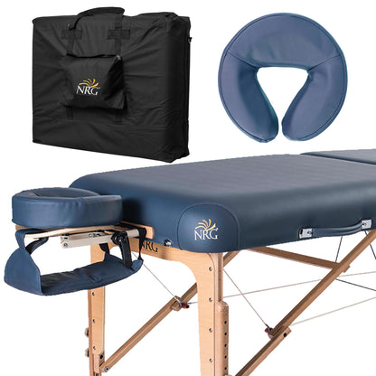 NRG Vedalux Portable Massage Table Package Agate - Folding Massage Bed Lightweight Massage Table - Professional Massage Table Spa Bed, Face Cradle, Hanging Armrest, & Carrying Case