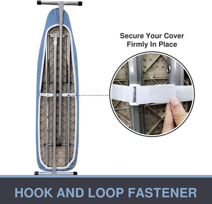 VividPaw Ironing Board Cover - Heavy Duty Padded, Silicone Coated, Standard Size 15x54 (Blue)