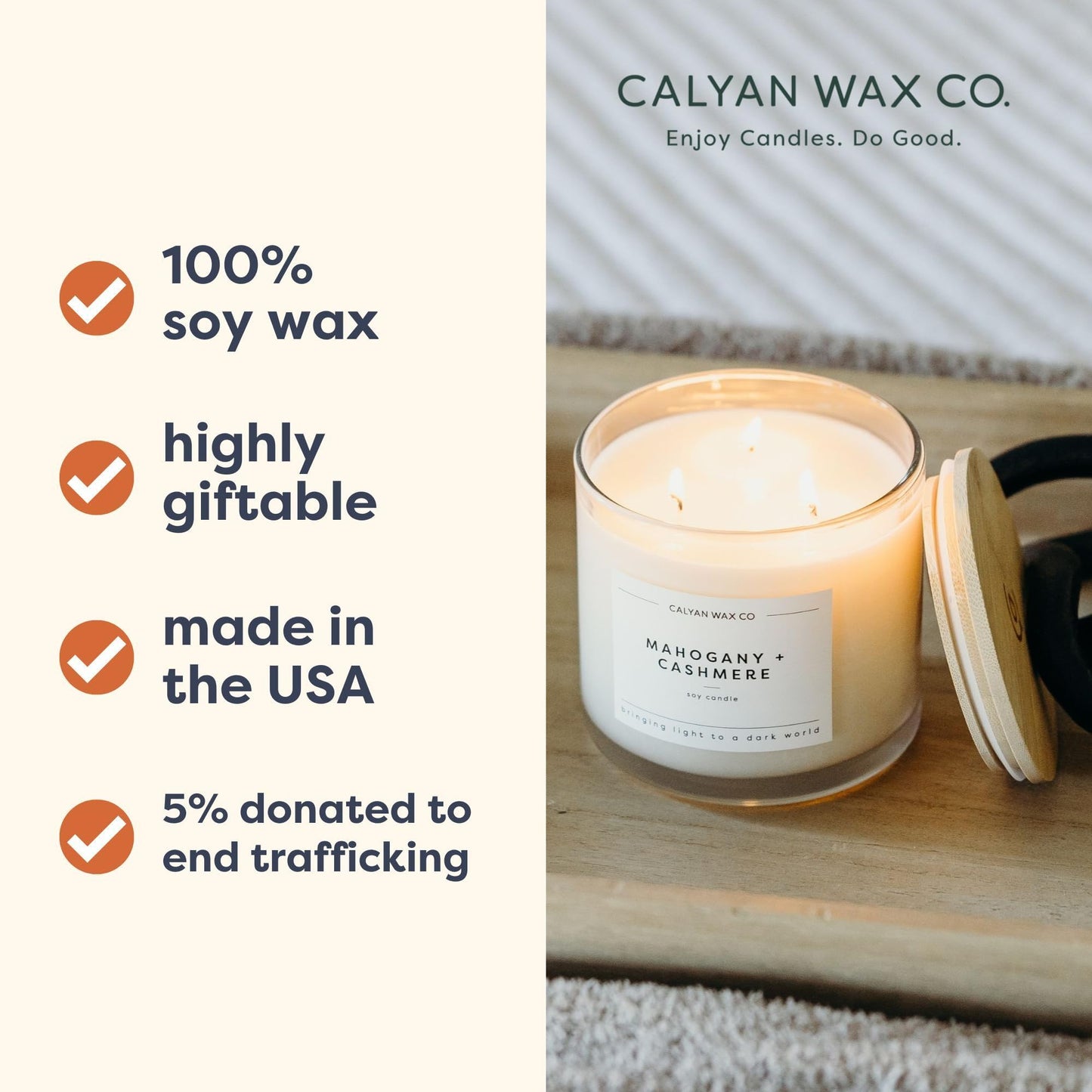 Calyan Wax Co. Lemon & Sage 3 Wick Scented Candle - 43 Hour Burn - Luxury 3 Wick Soy Candles - Soy Wax Candles - Long Lasting Large Glass Jar Candle for Home - 14.9oz