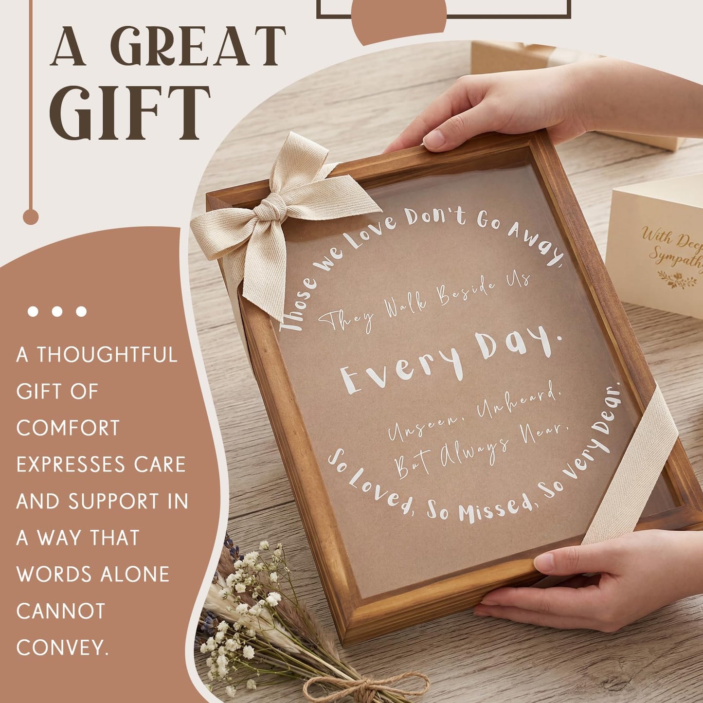 Novabright Sympathy Gifts for Loss of Father Husband Dad Mother- Memorial Clothing Display Shadow Box Frame for Keepsakes Decorations, Bereavement Remembrance for Loss of Loved One, 14.1x11x2, Brown