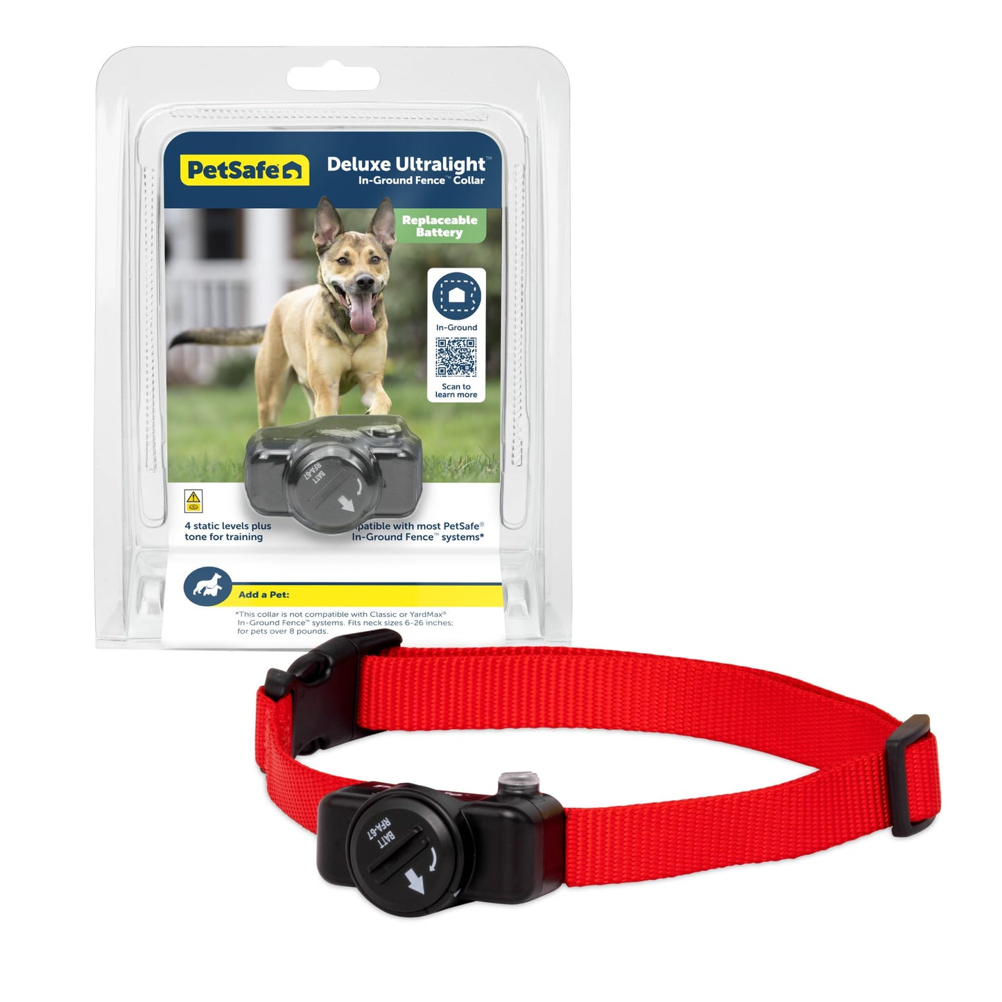 PetSafe Deluxe Ultralight Pet Fence Receiver Collar Electric Dog Containment, In Ground Dog Fence Waterproof Feature, Low Battery Indicator, Pet Collars for Dogs Collar Receiver