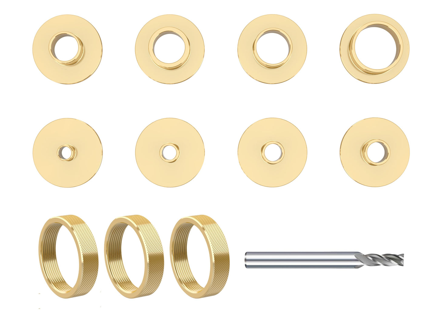 inBovoga 11 Pcs Precision Brass Router Template Bushing Guides Sets and 1/4" Shank Woodworking Router with Carrying Case, Fits Porter Cable Style Router Sub Bases