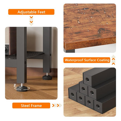Furologee TV Stand, Small Media Console Table with 3-Tier Storage Shelves, Industrial Entertainment Center for TVs up to 50 Inch, Television Stands for Living Room, Bedroom, Rustic Brown