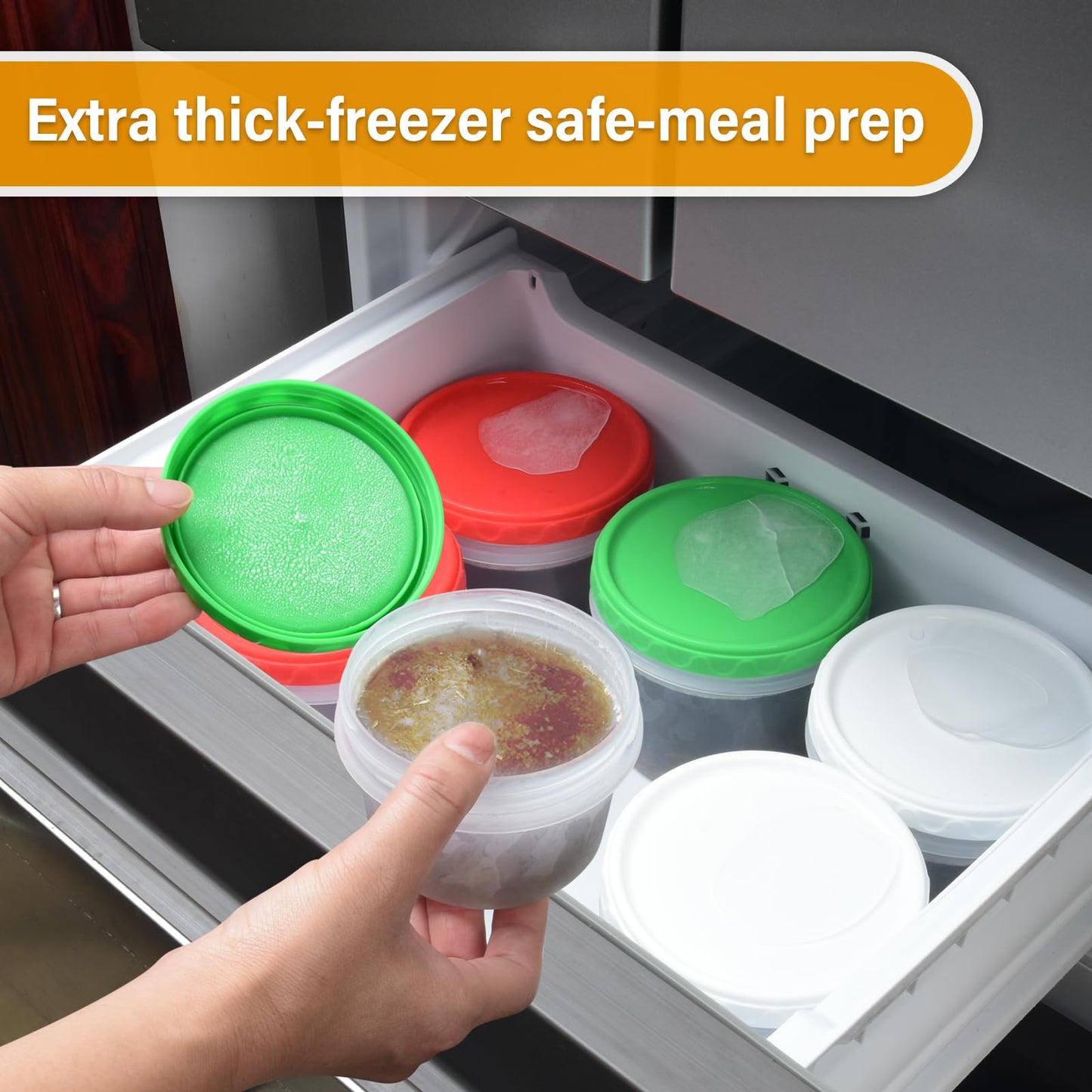 EONJOE 8 oz Small Freezer Containers with Lids Stackable Plastic Food Storage Container 1 Cup Meal Prep Bowls Airtight Dishwasher Safe,12-pack