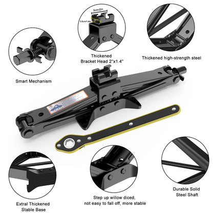IMAYCC Car Jack Kit, Scissor Jack for Car 2 Ton (4409 lbs) Tire Jack Repair Kit,Spare Tire Changing Kit with Lug Wrench,Emergency Kit for Vehicle/Auto/SUV/MPV