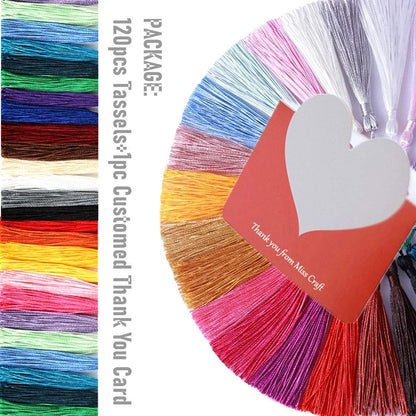 120 Pieces 5inch Silk Floss Tassels with Hang Loops Mini Tassels Mala Tassel Kits for Bookmarks Earring Jewerly Making Belt Clothing Curtain Decorations (Multi)