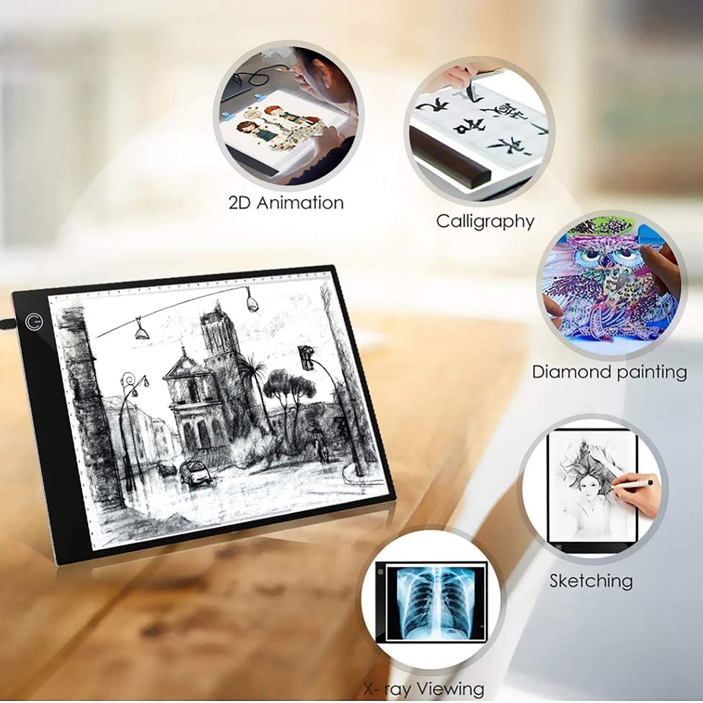 A5 LED Drawing Tablet Thin Art Stencil Drawing Board Light Box tracing Table pad, for 5D Diamond Painting Full Drill Embroidery, Cross Stitch Embroidery, Embossing, Sewing Projects etc