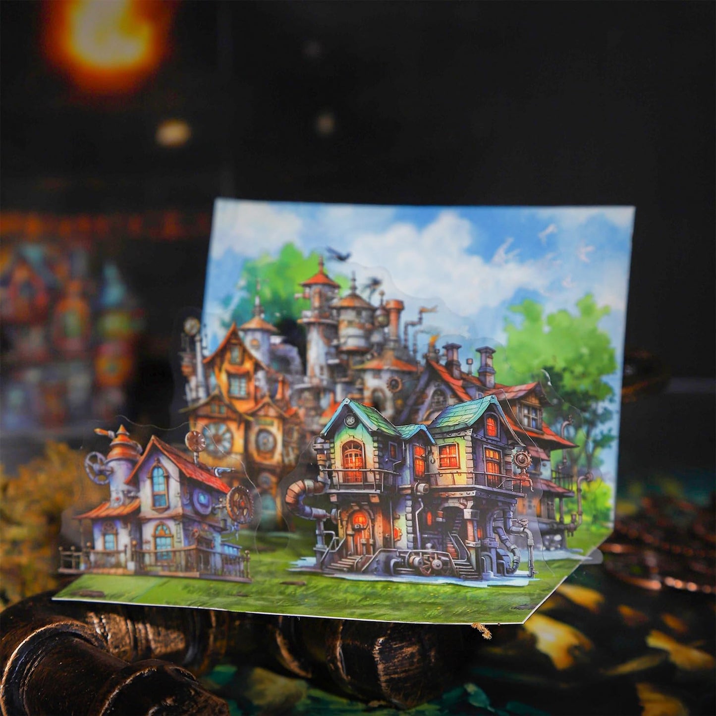 Moriquill 90PCS Gear Cabin PET Stickers – Steampunk Fantasy House Sticker for Scrapbook Journaling Crafting Collage Art Mixed Media DIY Planners Decoration Supplies