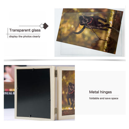 Favonuovy 5x7 Pet Memorial Picture Frame Shadow Box for Dogs and Cats Frame Keepsake for 3 Photos Pet Paw Print Display Shadow Box with Double Hinges and Glass Front Memorial Gifts for Dog Lovers
