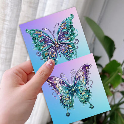POETRYDRAW 6 Pack 5D DIY Diamond Art Painting Greeting Card Kit, Diamond Art Christmas Butterfly Greeting Card, Crafts Kit Creative with Envelope